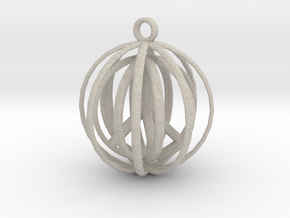 3D  Peace In A Protective Shield Pendant/Key Chain in Natural Sandstone