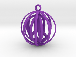 3D  Peace In A Protective Shield Pendant/Key Chain in Purple Processed Versatile Plastic