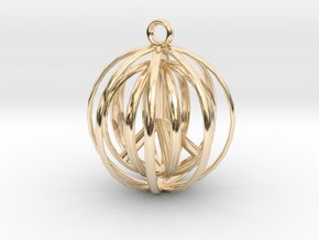 3D  Peace In A Protective Shield Pendant/Key Chain in 14k Gold Plated Brass