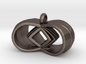 Tri-Infinity Diamond Pendant in Polished Bronzed Silver Steel