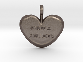 One in a Million Valentine Heart pedant in Polished Bronzed Silver Steel