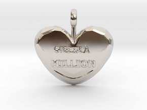 One in a Million Valentine Heart pedant in Rhodium Plated Brass