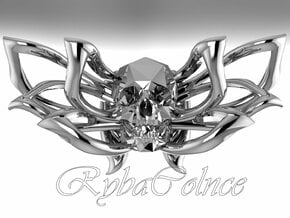 Bow tie The Skull /brooch in Polished Silver