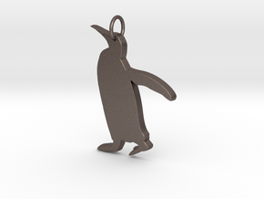 Penguin Pendant in Polished Bronzed Silver Steel