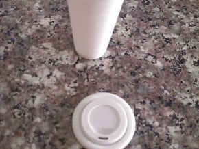 BJD Doll Coffee Cup and Lid in White Processed Versatile Plastic