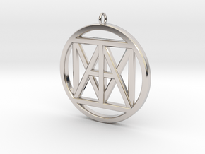 United "I AM" 3D Pendant 3" Bling size in Rhodium Plated Brass