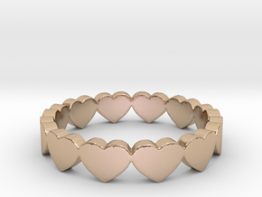 Pandora Style Hearts Ring - Size 7 in 14k Rose Gold Plated Brass