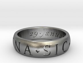 Size 9 Sir Francis Drake, Sic Parvis Magna Ring  in Natural Silver