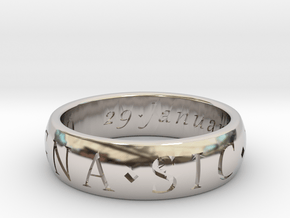 Size 9 Sir Francis Drake, Sic Parvis Magna Ring  in Platinum