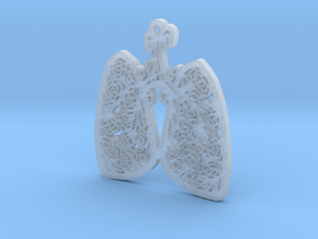 Lungs and Roses Pendant (w4) Cystic Fibrosis CF in Tan Fine Detail Plastic