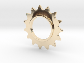 24mm Bicycle Track Sprocket Pendant 15t in 14k Gold Plated Brass