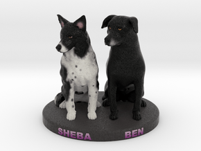 Custom Dog Figurine - Sheba and Ben in Full Color Sandstone