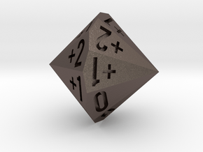 d18 as 2dF (Double Fudge Dice In One Bipolar Die) in Polished Bronzed Silver Steel