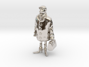 Man holding a suitcase in Rhodium Plated Brass