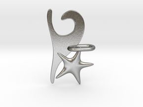 Wave and Starfish in Natural Silver