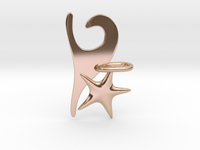 Wave and Starfish in 14k Rose Gold Plated Brass