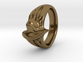Organic Heart Ring European size16  in Polished Bronze