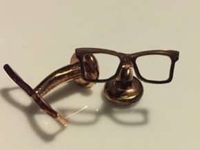 Hipster Glasses Cufflinks Origin in 14k Rose Gold Plated Brass