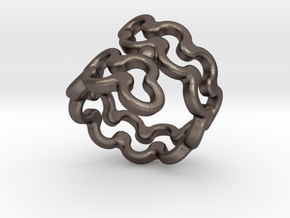Jagged Ring 19 - Italian Size 19 in Polished Bronzed Silver Steel