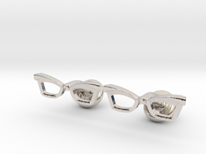 Hipster Glasses Cufflinks Female in Platinum