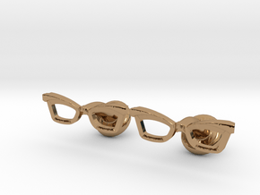 Hipster Glasses Cufflinks Female in Polished Brass