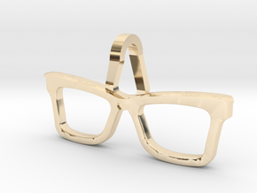 Hipster Glasses Pendant Origin in 14K Yellow Gold