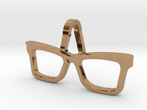 Hipster Glasses Pendant Origin in Polished Brass
