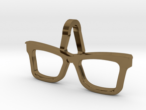 Hipster Glasses Pendant Origin in Polished Bronze