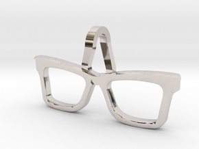 Hipster Glasses Pendant Origin in Rhodium Plated Brass