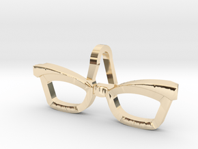 Hipster Glasses Pendant Female in 14k Gold Plated Brass