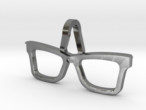 Hipster Glasses Pendant Origin in Polished Silver