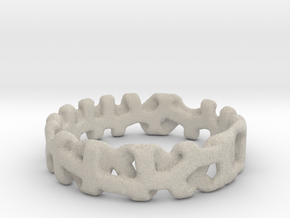 Voronoi 1 Design Ring Ø 19 mm/Ø 0.748 inch in Natural Sandstone