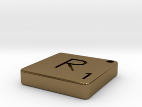 "R" Tile in Polished Bronze