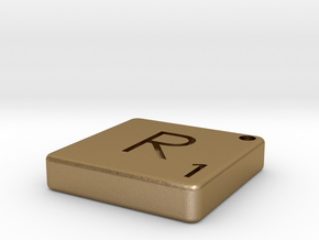 "R" Tile in Polished Gold Steel