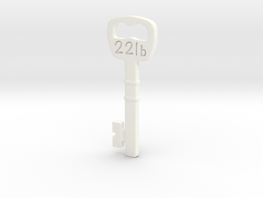 221b Door Key - keychain/pendant in White Processed Versatile Plastic