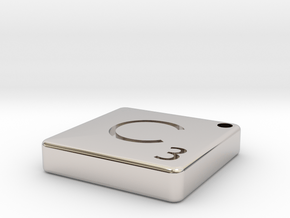 "C" Tile in Rhodium Plated Brass