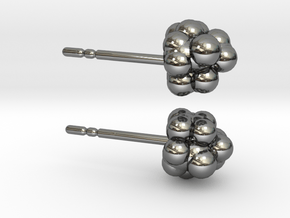 Camphor Earring Studs in Fine Detail Polished Silver