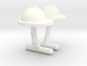 Hard Hat Cufflinks #2 in White Processed Versatile Plastic