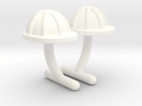 Hard Hat Cufflinks #1 in White Processed Versatile Plastic