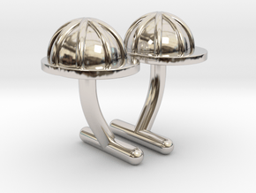 Hard Hat Cufflinks #1 in Rhodium Plated Brass