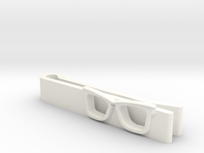Hipster Glasses Tie-Clip Origin in White Processed Versatile Plastic