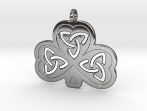 Celtic Shamrock in Fine Detail Polished Silver