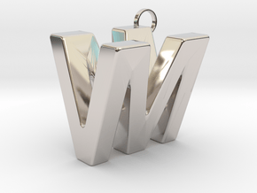 V&M 3D Ambigram in Rhodium Plated Brass