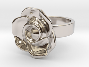 BlakOpal Rose Ring Size 8.5 in Rhodium Plated Brass