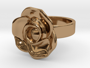 BlakOpal Rose Ring Size 8.5 in Polished Brass