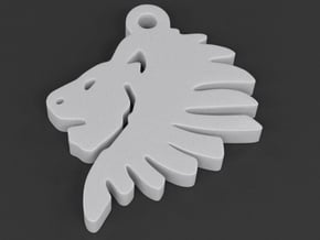 Lionhead Pendant in White Processed Versatile Plastic