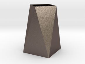 Low Poly Vase in Polished Bronzed Silver Steel