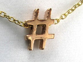 Hashtag Necklace Pendant in 14k Rose Gold Plated Brass