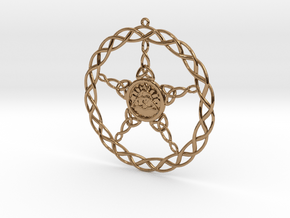 Triqueta Pentacle Pendant in Polished Brass
