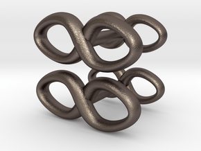 Cufflinks Infinity Symbol 2x in Polished Bronzed Silver Steel